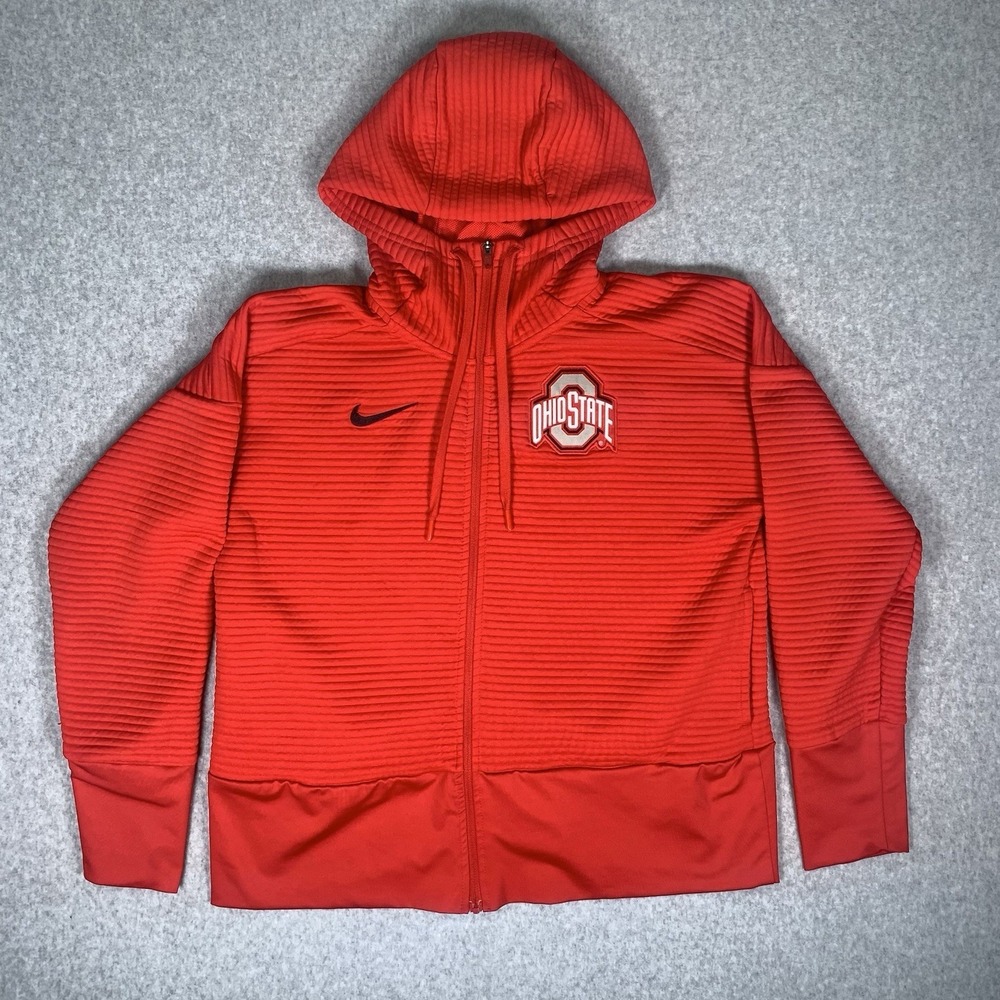 Nike Hoodie Ohio State Buckeyes Womens XS Red Dri-FIT Ribbed Full Zip Sweatshirt